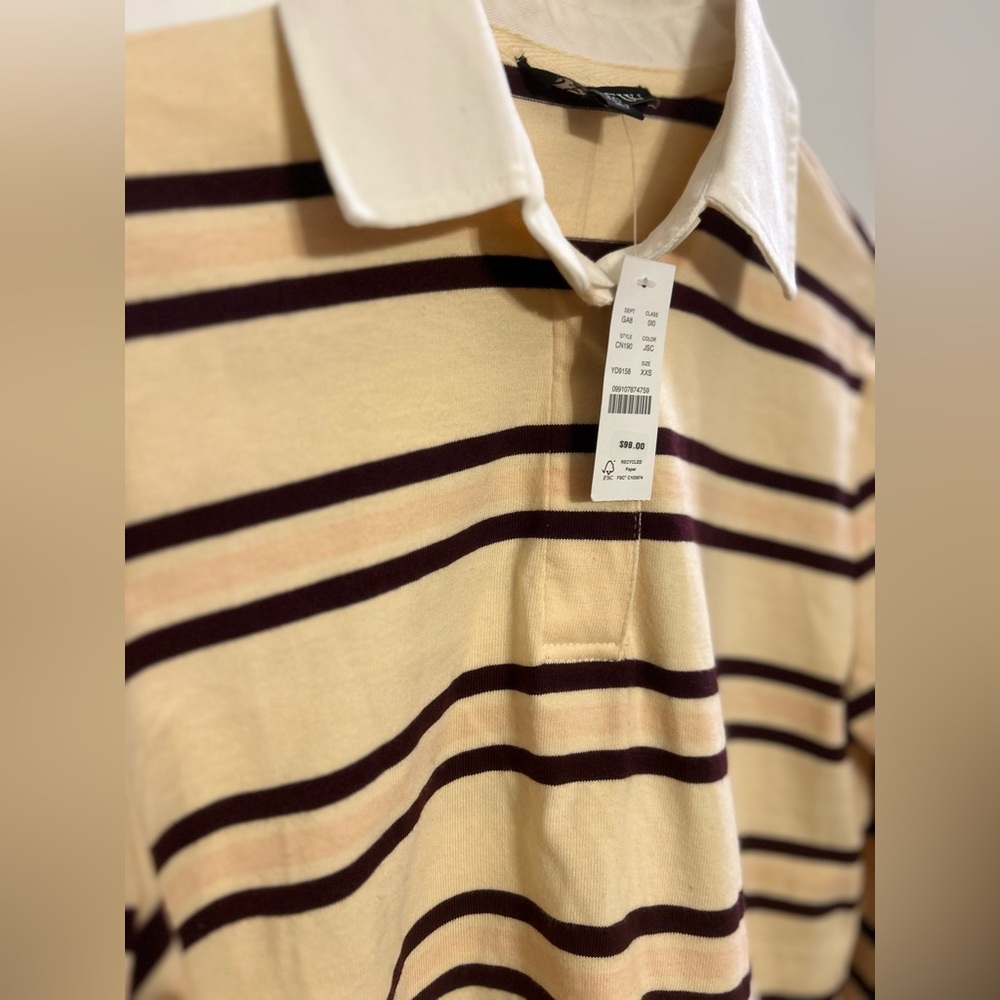 J. Crew Women’s Premium-Weight Classic Rugby Shirt Jane Stripe Sz. XXS $98 CN190 - Picture 3 of 4